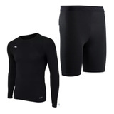 Kit Bermuda Masculina Preta Térmica +  Camisa Penalty Uv50