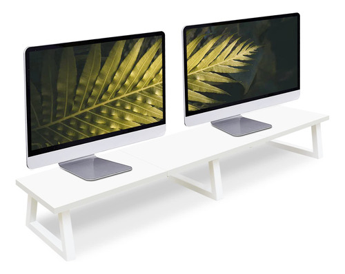 Marty Soporte De Monitor Doble Blanco De 42 Pulgadas De Larg