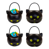 Caramelera Mini Balde Gato Halloween Porta Golosinas X8