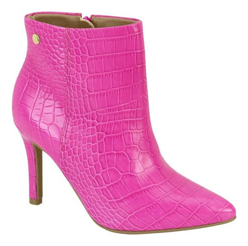 Bota Feminina Vizzano Cano Curto Napa Croco Pink