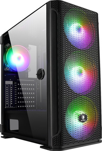 Gabinete Pc Gamer Sades Yu Rgb Vidro Temperado 4 Fans Inclusos Preto Atx Rgb Porta De Vidro Temperado Alta Compatibilidade Dissipação De Calor