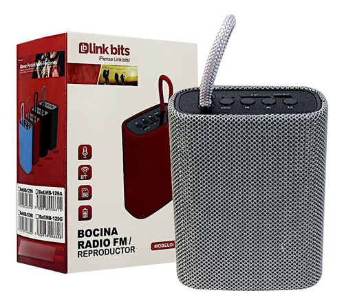 Bocina Gris Chica 3w Portatil Bluetooth Radio Sd Cable Usb