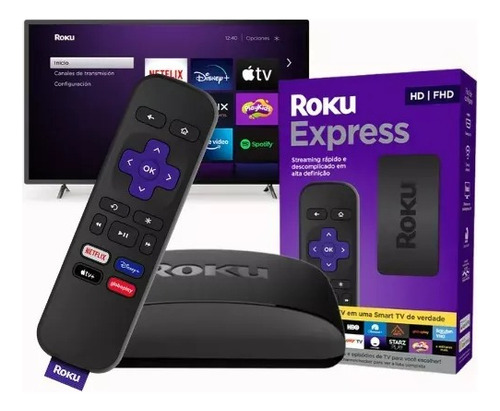 Conversor Smart Tv Roku Express Full Hd Com Controle