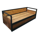 Divan Cama Con Carrito Deslizable Industrial Hierro Madera 