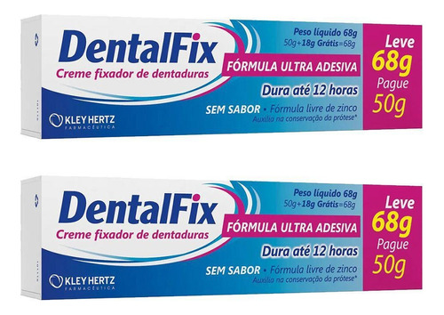 Kit 2 Dentalfix Creme Fixador De Dentaduras 68g = Corega