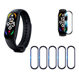 5 Micas Xiaomi Mi Band 7 Premium Bisel Negro Protector 5pzas