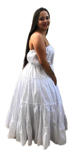 Saia Branca 7 M Plus Size Umbanda Candomble Algodao 