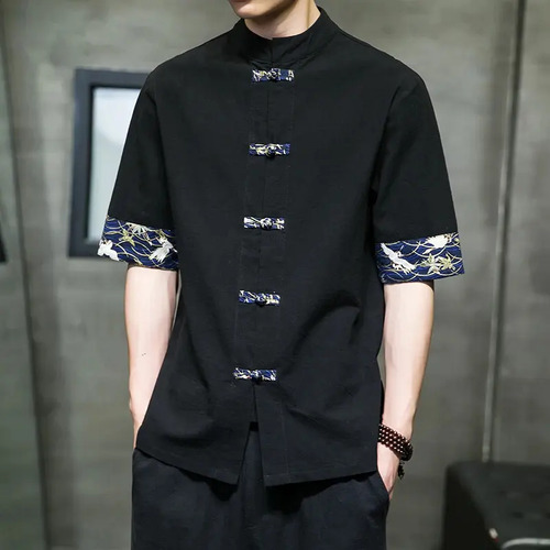 Camisa Kimono Para Hombre, Camisa De Algodón Y Lino Con Cost