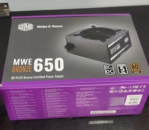 Fonte Atx  Cooler Master 650w Mwe V2 Pfc Ativo 80plus Bronze