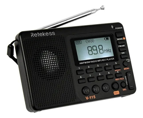 Gravador De Rádio Portátil Am Fm Mp3 Retekess V-115-on Venda