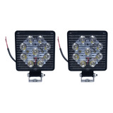 Par Faro Auxiliar 9 Led 27w 2300lm 6000k Cuadrado Off Road