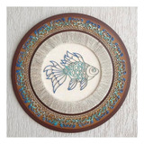 Quadro Decorativo Mar Peixe Mandala Madeira Decoração 65cm