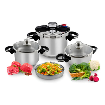 Juego De Ollas Express Bogner 8, 6 Y 4 Litros De Acero Inox Color Gris | Meses sin interés