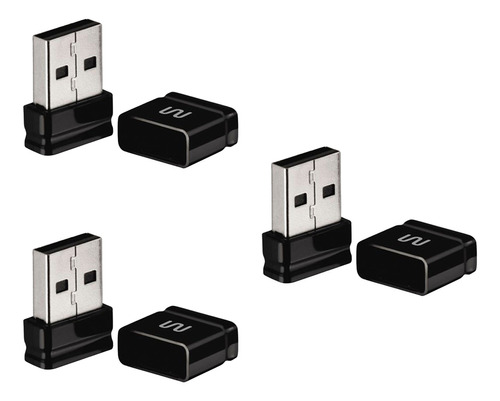 Kit 3 Pendrive Nano Preto 16gb Multilaser