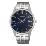 Reloj Seiko Hombre Sumergible A Pila Sur399 Color De La Malla Plateado Color Del Bisel Plateado Color Del Fondo Azul