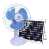 Ventilador Con Solar Panel Energía Recargable 12 Pulgadas 08 Cantidad De Aspas 3 Estructura Blanco Aspas Azul Diámetro 12   Frecuencia 60 Material De Las Aspas Plástico