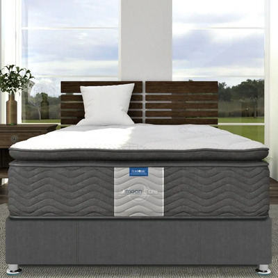 Colchón Matrimonial Restonic Ortopédico+ Box + 2 Almohadas Gris Oscuro