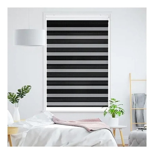 Cortina Blackout Tipo Roller 100x200 Cm Dia Y Noche Negra