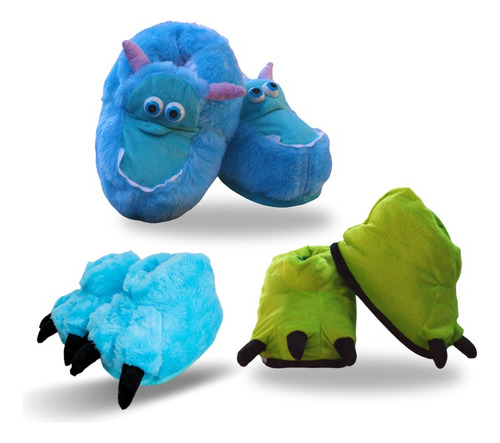 Kit C/3 Pantufas Cabeça Sulley Garra Sullivan Garra Mike