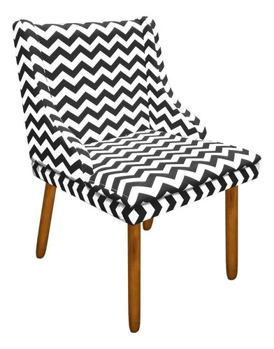 Cadeira Poltrona Decorativa Liz Estampado Zig Zag Preto D80