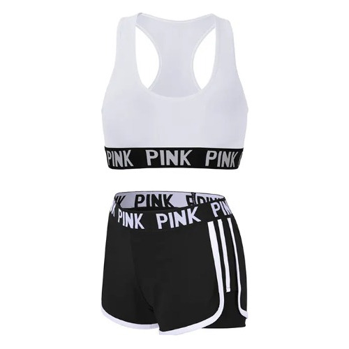 Conjunto Top Esqueleto + Short Licra Mujer Gimnasio Pink