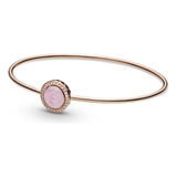 Bracelete Pulseira Rígido Espiral Rosa Prata 925 C/ Caixa