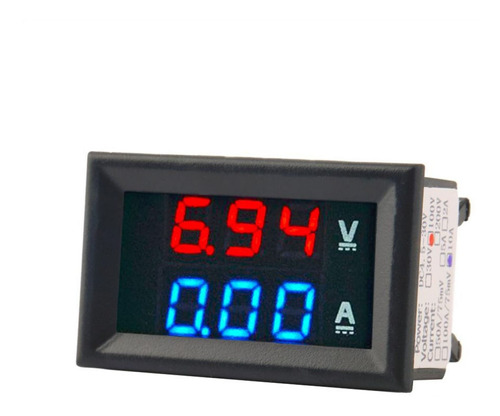 Voltimetro Amperimetro De Panel 100v 10a Display Rojo Azul