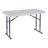 Mesa Plegable Altura Ajustable 4 Patas Granito Blanco