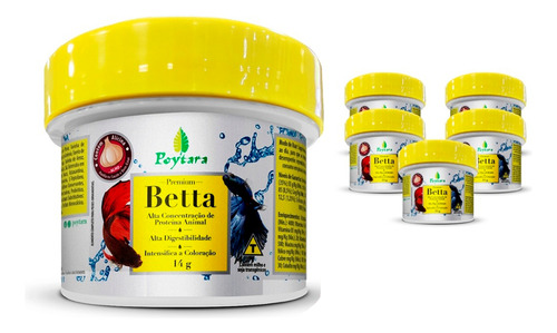 Kit Com 5 Rações Para Peixes Poytara Betta Premium 14g