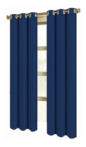 Cortinas Blackout 188cm Ancho X 274cm Largo En 2 Paneles Color Azul Marino