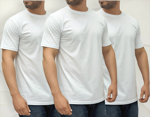 Kit 3 Camiseta Basica Masculina 100% Algodão Casual Trabalho