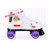 Patins Quad Lackers Tam 40 Branco Rodas Led 