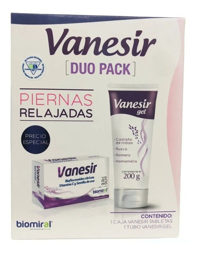 Vanesir Duo Pack Tabs Y Gel / Auxiliar Para Várices Biomiral