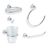 Kit De Accesorios Baño 5 Piezas Cromo Metalico