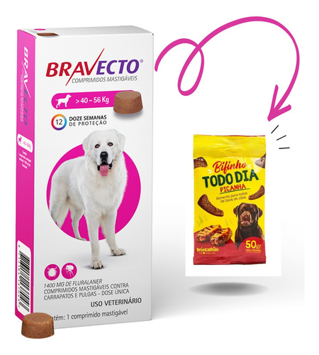 Bravecto 40 A 56 Kg Comprimido Antipulgas E Carrapatos Cães