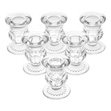 Juego De 6 Portavelas De Cristal Transparente Para Candelabr