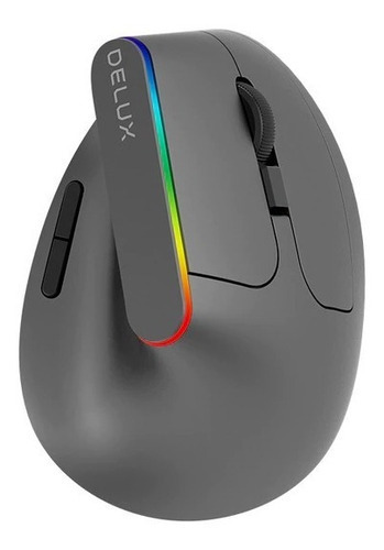 Delux M618c Mouse Ergonomico Vertical Rgb Receptor Usb Color Gris