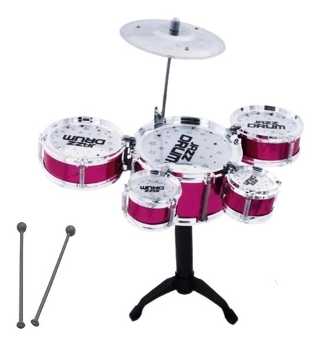 Mini Bateria Rock Star Infantil Brinquedo Completa C/baqueta