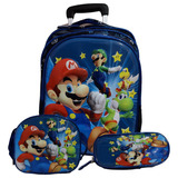 Kit Mochila Infantil Escolar Rodinha Led Lancheira Estojo 3d