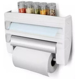 Dispensador Rollo Papel Cocina 4en1 Cortador Aluminio Papel