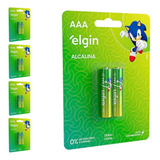 10 Pilhas Alcalinas Aaa 3a Palito Elgin 5 Cart