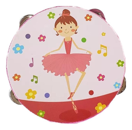 Pandero Musical Infantil De Bailarina 6 Pulgadas 8 Chapas