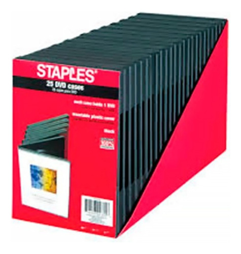 Caja Dvd Y Cd Negra Plastica X 25 Unidades Staples