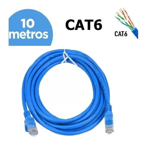 Cabo De Rede Cat6 10 Metros Rj45 Lan  Ethernet Giga 10/1000