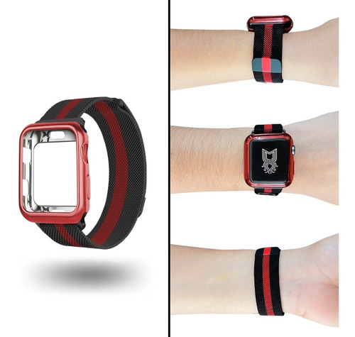 Correa Metálica Milanese + Case Protector Para Apple Watch