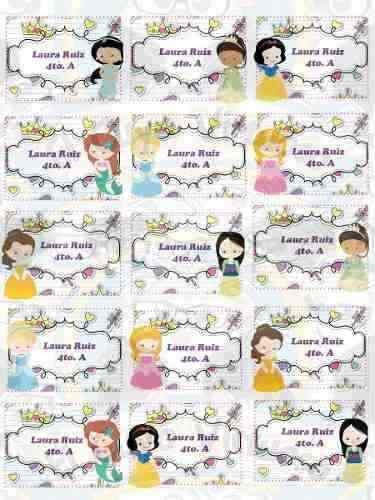 70 Etiquetas Personalizadas Princesas Disney Vinil Adherib