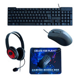 Kit Gamer Teclado Mouse Audifonos Y Mousepad 4 En 1