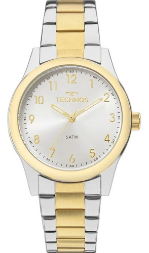 Relógio Technos Feminino Prata Dourado Boutique 2035mkk/5k Cor Do Fundo Branco