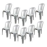 Kit 10 Cadeiras Plástica Branca Bistrô Até 182kg Resistente