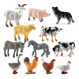 12 Peças De Animais De Fazenda, Cavalos De Brinquedo Para Cr